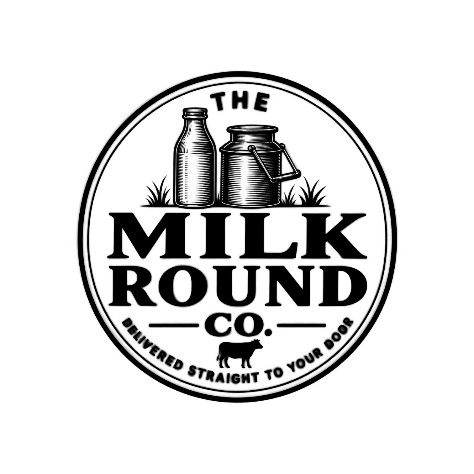 The Milk Round Company logo with a cow and churns